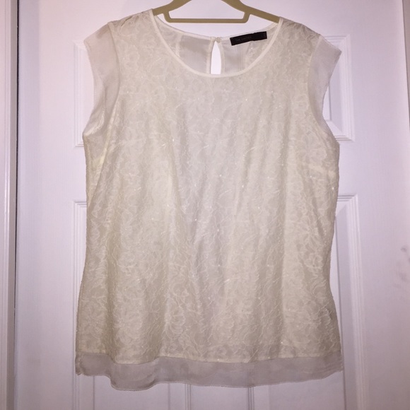 Sheer ivory lace shirtsleeve shirt
