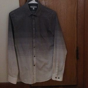 Express men's black-to-white fade dress shirt (XS)