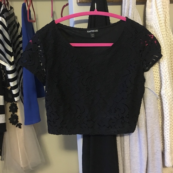 Black crochet crop top from express