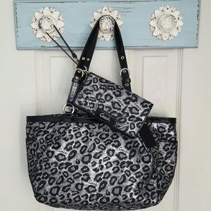 Coach Cheetah Print Tote & Matching Wallet