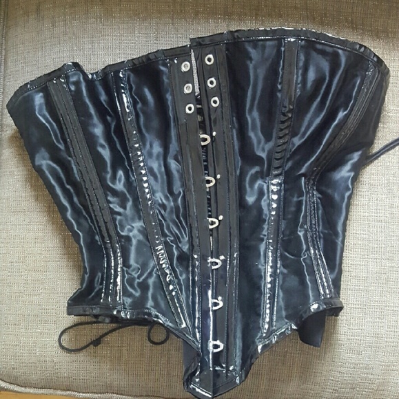 Patent faux leather corset