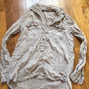 Soft linen 3/4 button down shirt