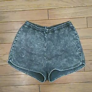 Grey Acid Wash High Waste Shorts