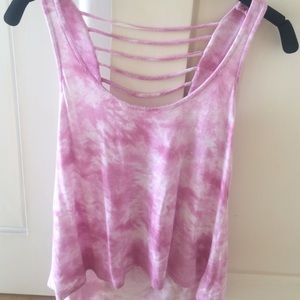 tie-dyed pink and white tank