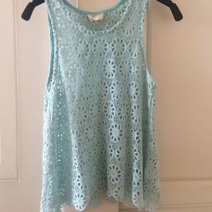 Blue crochet tank