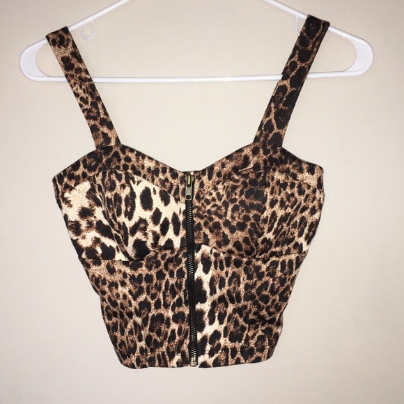 Forever 21 Cheetah Crop top with zipper.