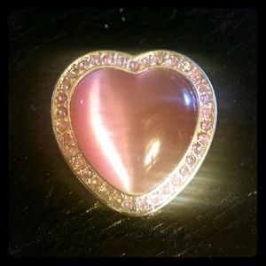 Vintage Pink Heart Brooch, signed TC