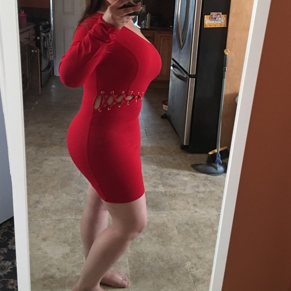 New sexy one sleeve red dress