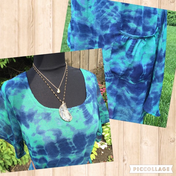Ocean blue Indian tie dye summer tunic dress! - Picture 4 of 4