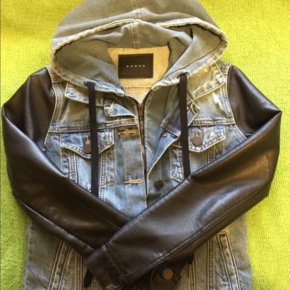 BLANKNYC Denim Jacket Leather Sleeves