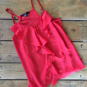 Red Ruffle Blouse Tank