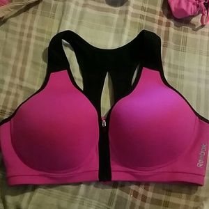 Pink &black sports bra.