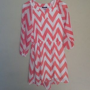 White and orange chevron dress