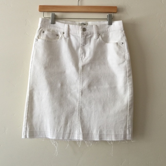 J. Crew White Denim Pencil Skirt