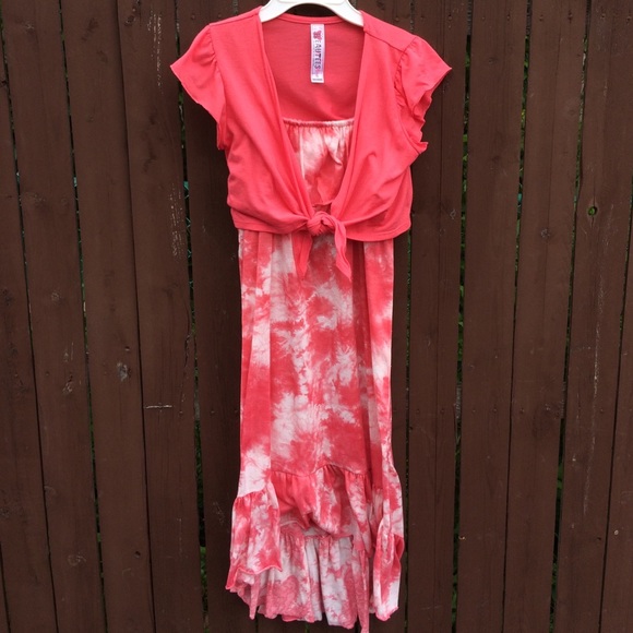 Pinkish peach and white tie dye dress