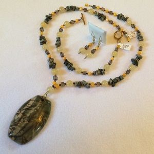 FINAL SALE PRICE OOAK Picture Jasper, MOP & Topaz Jewelry Set