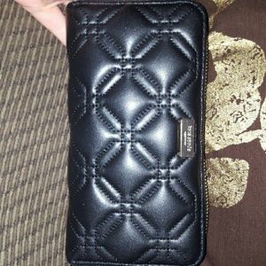 Black quilted leather Kate spade wallet