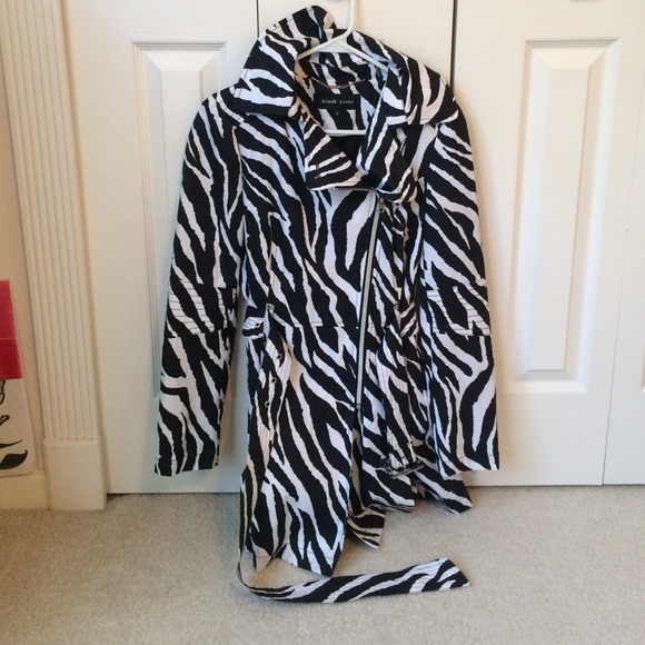 Black Rivet Jackets & Blazers - Zebra Raincoat