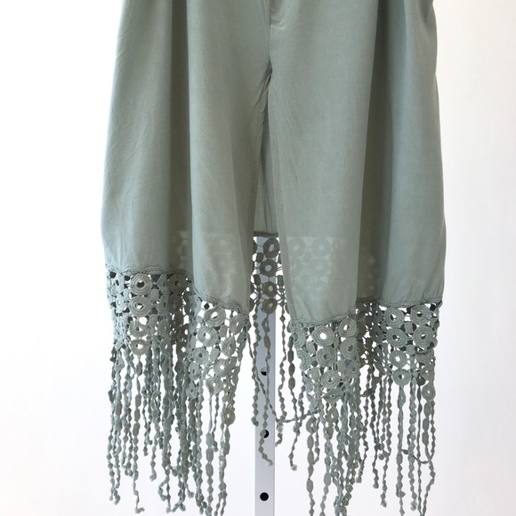 Tops - Tank With Crochet Fringe in Sage Green Tops - Tank With Crochet Fringe in Sage Green