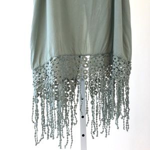 Tops - Tank With Crochet Fringe in Sage Green Tops - Tank With Crochet Fringe in Sage Green