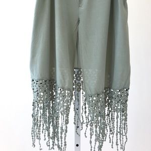 Tops - Tank With Crochet Fringe in Sage Green Tops - Tank With Crochet Fringe in Sage Green