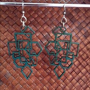 Geometric Teal Earrings