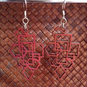 Geometric Salmon-color Earrings