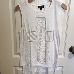 TOPSHOP Ripped Chain Cross Tank