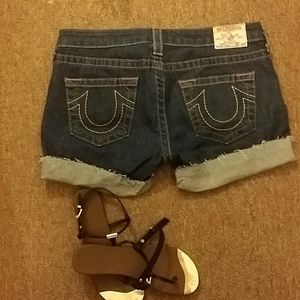True Religion  jean denim cuff shorts.