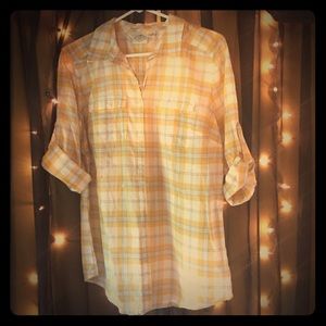 NEW Yellow Plaid Button Down