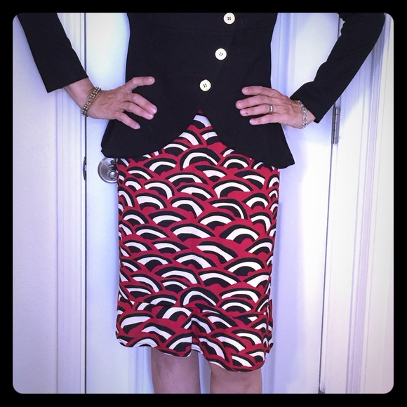 ⚡️Raphael Red & Black Skirt with Flutter Hem L - Picture 1 of 4