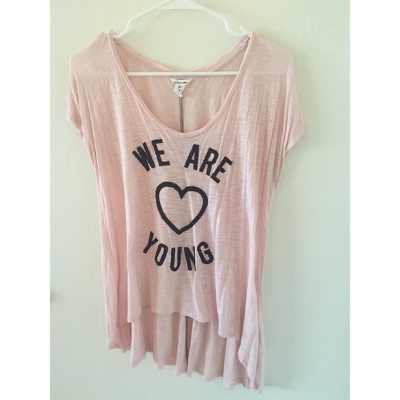 Boutique  Tops - "We Are Young" Pink Tee