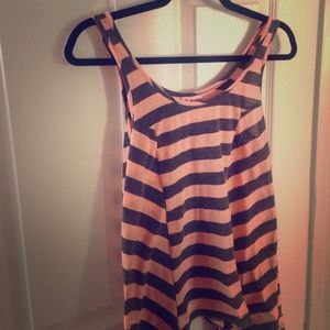 Pink and gray striped tank top for sale!