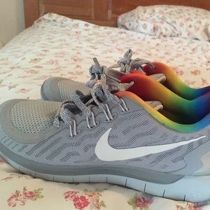 Nike grey/rainbow running shoe