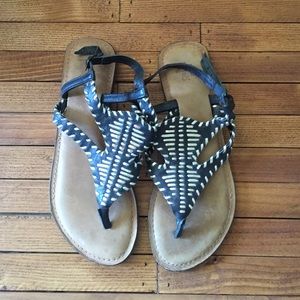 Anthropologie like new black and metallic sandals
