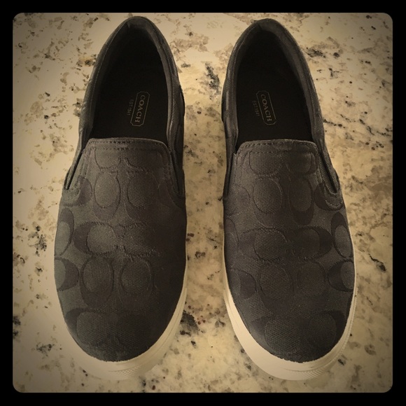 coach black slip on shoes