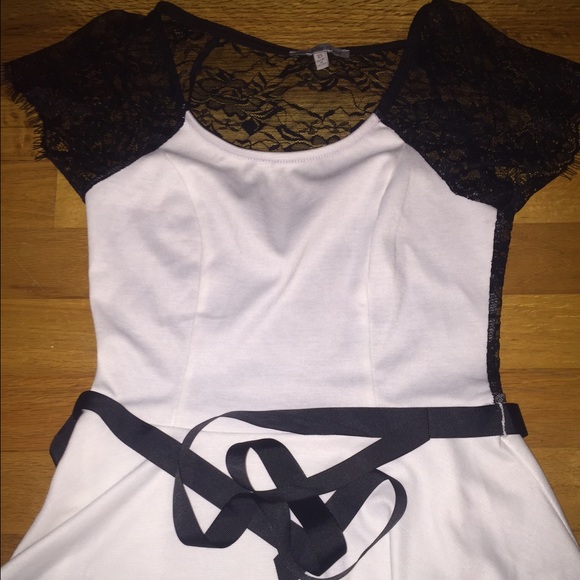 Black and white lace peplum top