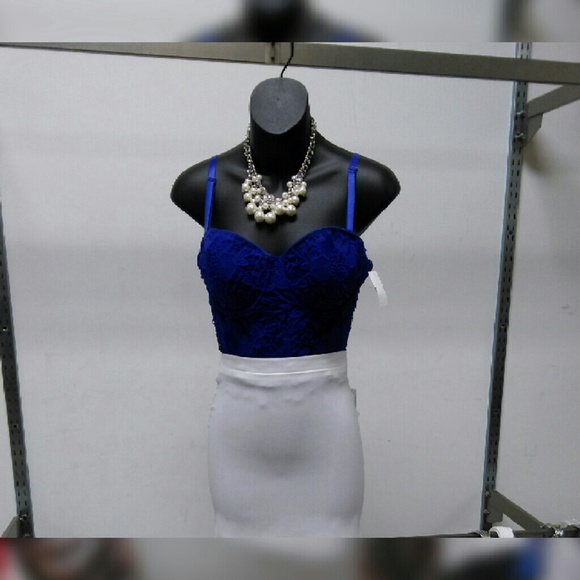 Blue crop crochet bustier