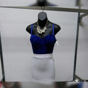 Blue crop crochet bustier