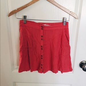 Coral Button Down Miniskirt