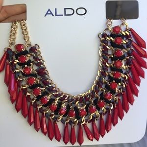 New Aldo Red,  Black and Gold Statement Necklace