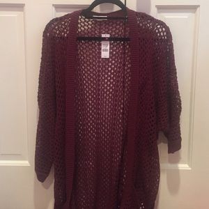 Maroon Knitted Cardigan