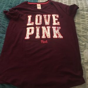 PINK size large LOVE PINK bling tshirt--worn once
