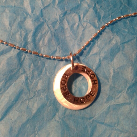 Mother of Pearl & Silver Hope Charm, Necklace.