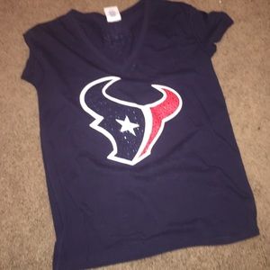 Navy blue short sleeve Texans shirt