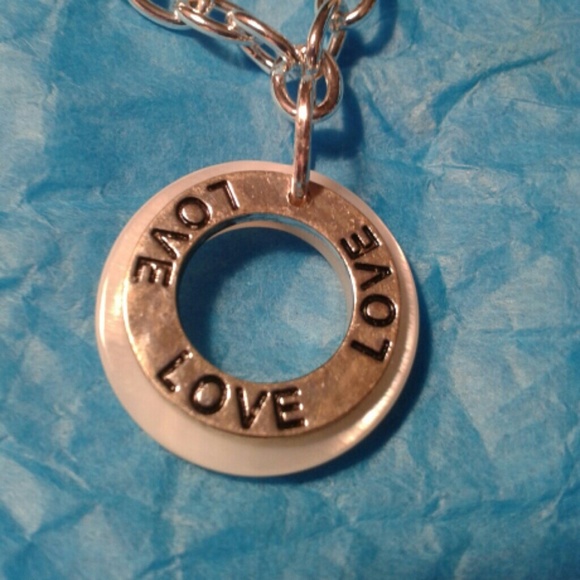 Mother of Pearl & Silver LOVE Charm Bracelet.