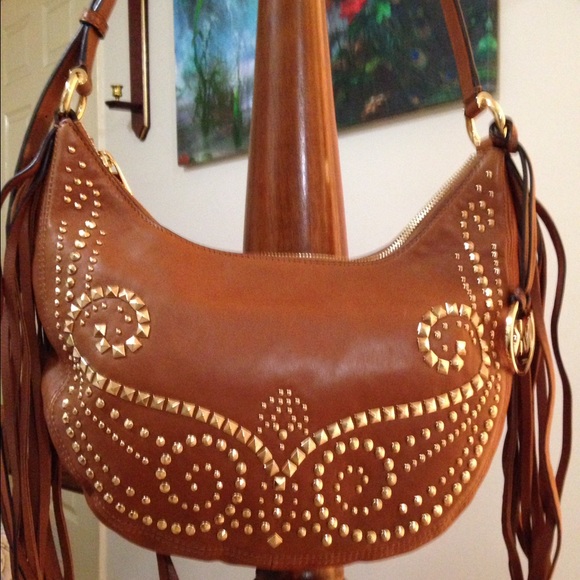 Michael Kors Handbags - Brand new MK bag brown leather with gold studs