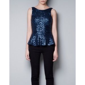 Zara Sequined Peplum Top