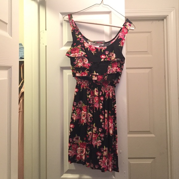 A black and pink floral dress