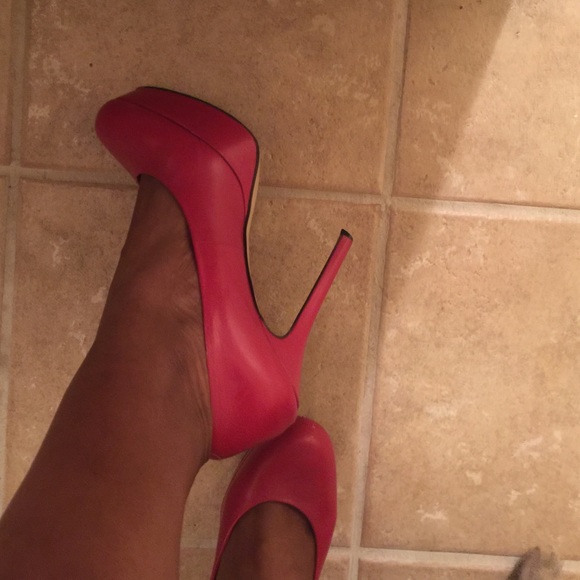 Vibrant red platform heels